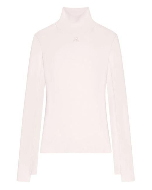 Courreges White Mock-Neck Interlock Sweater