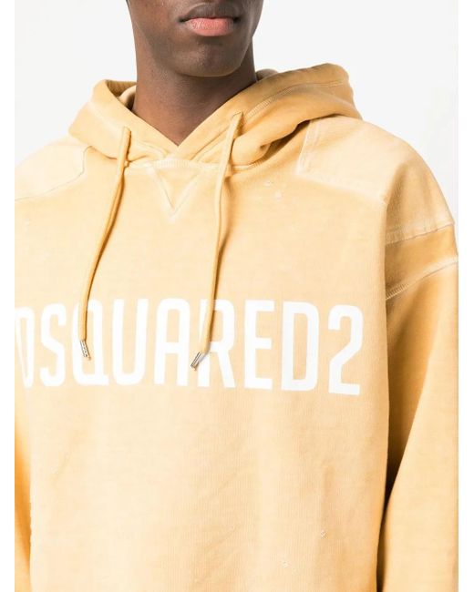DSquared² Natural Logo-Print Drawstring Hoodie for men