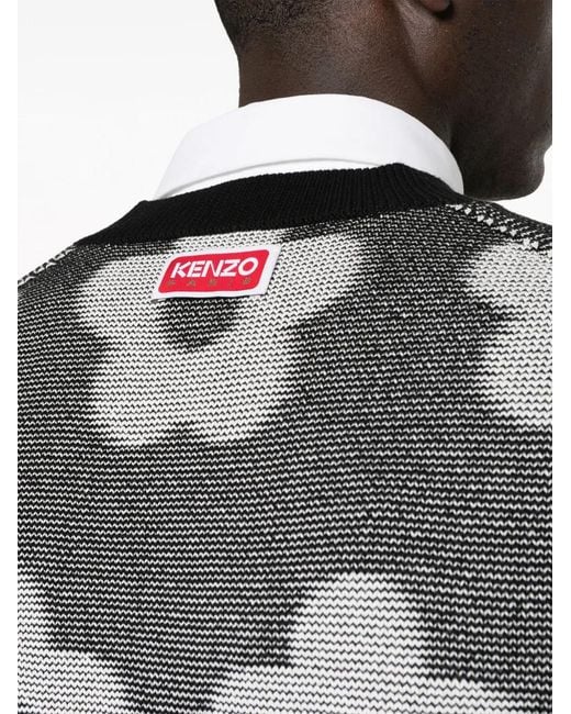KENZO Gray Flower Spot Cotton Sweatshirt for men