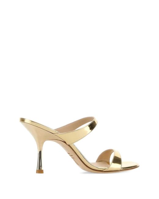 Stuart Weitzman Metallic-Effect Double-Strap Sandals