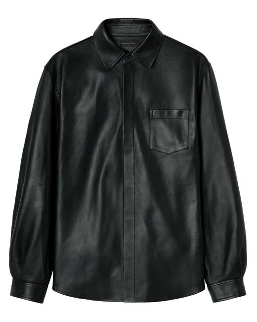 John Elliott Leather Cloak Button-up Shirt in Black for Men | Lyst