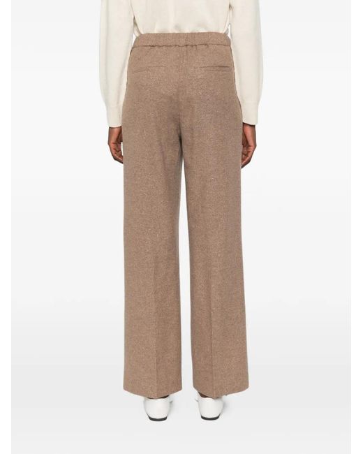 Peserico Natural Drawstring Wide-Leg Trousers