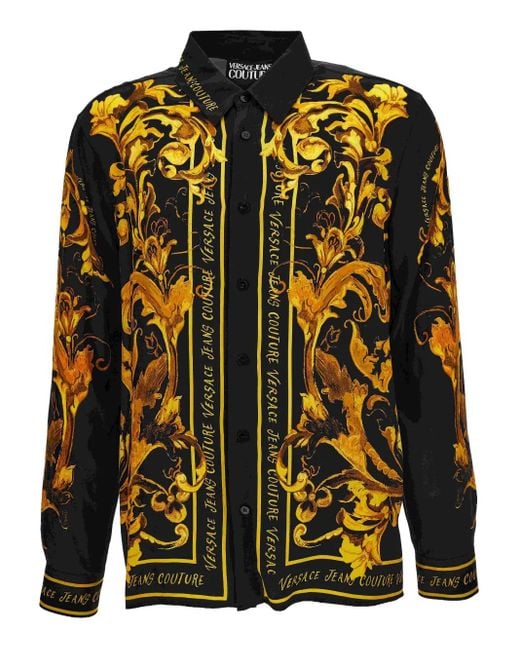 Versace Jeans Couture Black Porcelain Borocco Full Pattern Shirt for men