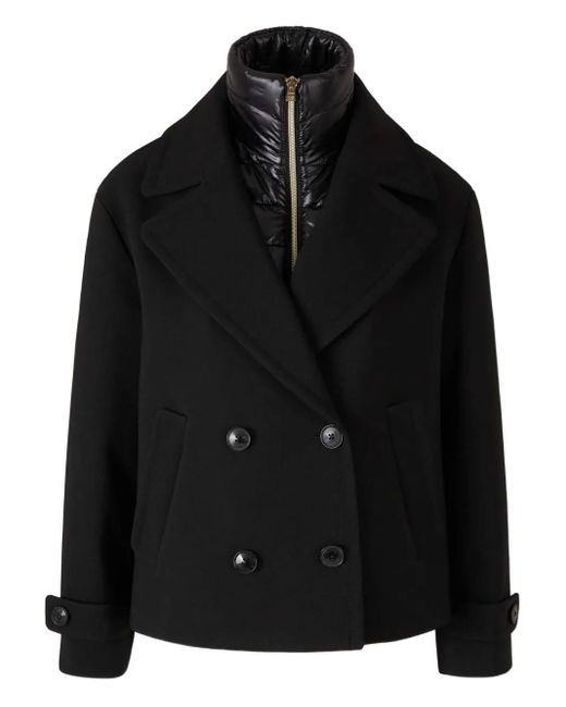 Herno Black Layered Peacoat