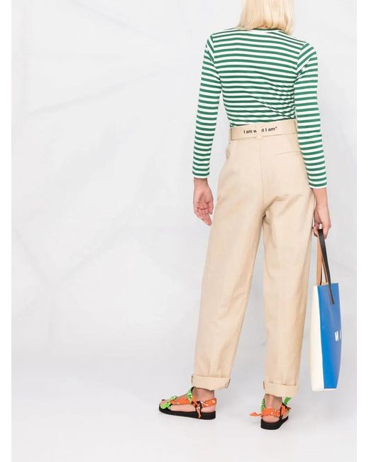 MSGM Blue Belted Straight-Leg Trousers