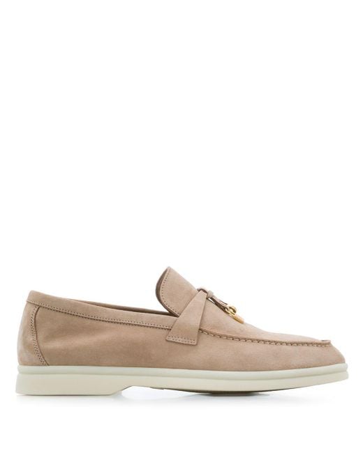 Loro Piana Natural Summer Charms Suede Loafers