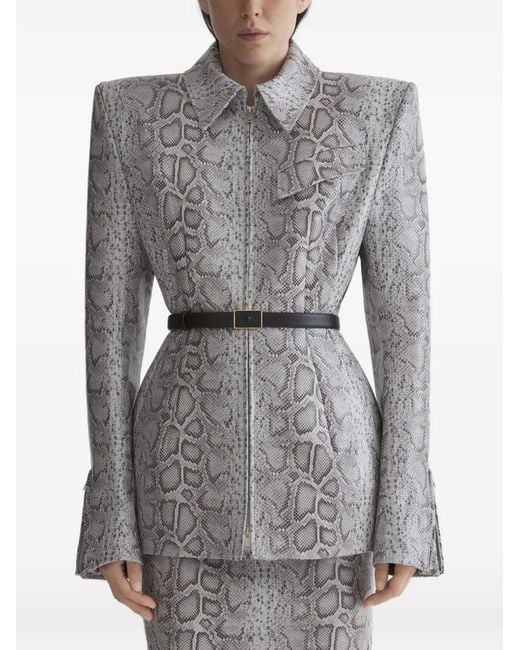 Mugler Gray Snake-Print Zip Jacket