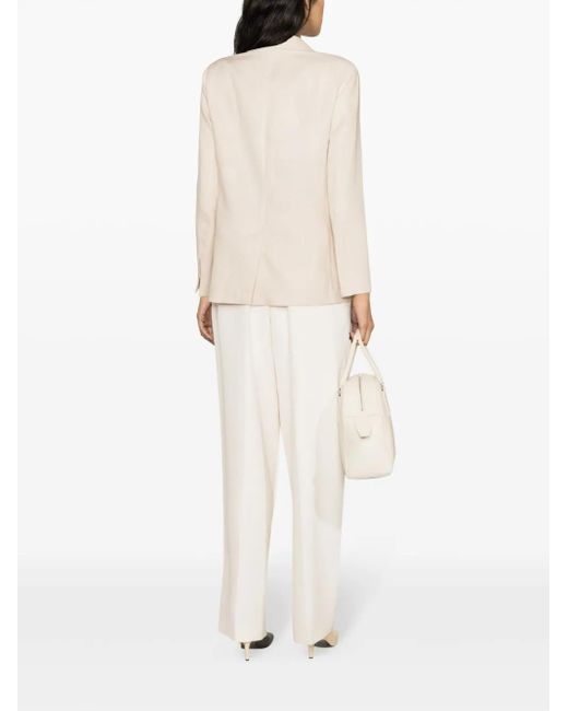 Max Mara Natural Laura Double-Breasted Linen Blazer