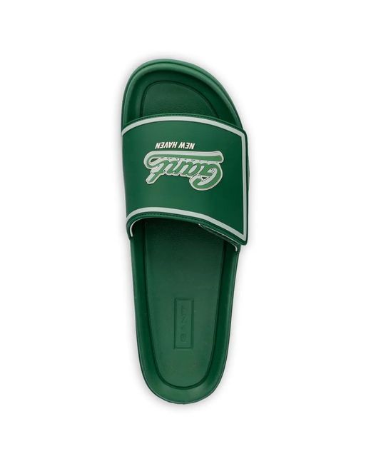 Gant Green Logo-Patch Touch-Strap Slides for men