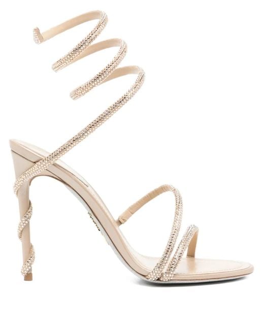 Rene Caovilla White Sandalen mit Kristallen 110mm