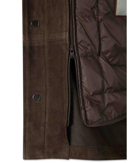 Canali Brown Suede Button-Fastening Shirt Jacket for men