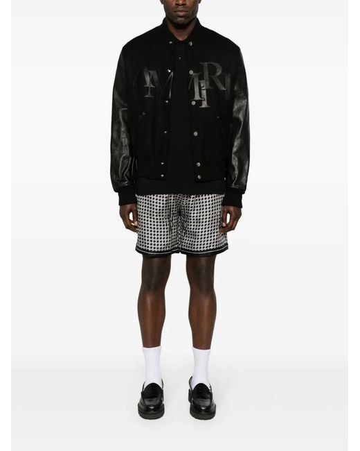 Amiri Black Staggered Logo Varsity Jacket for men