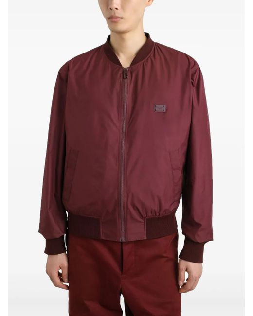 Dolce & Gabbana Red Zip-Up Bomber Jacket for men