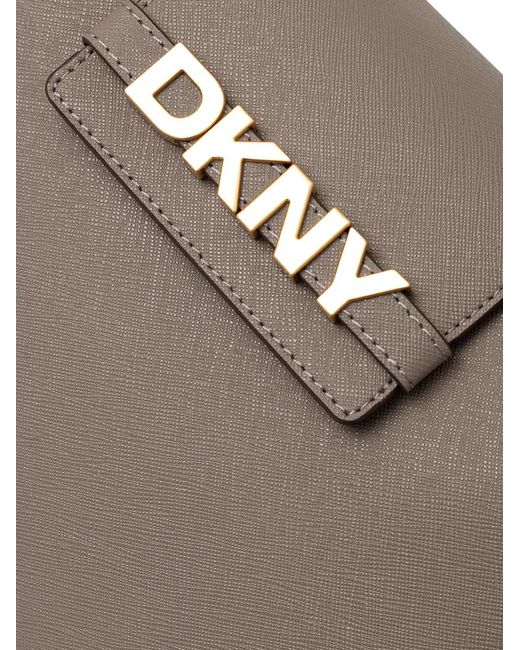 DKNY Gray Logo-Plaque Shoulder Bag