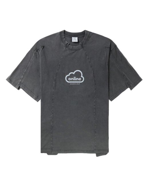 Vetements Gray Graphic-print Cotton T-shirt for men
