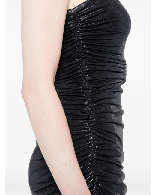 Norma Kamali Diana Lamé Midi -jurk in het Black