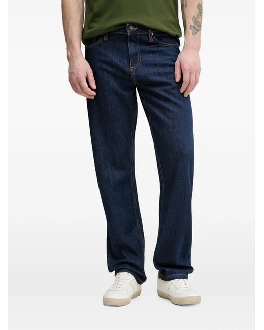 Lindbergh Blue Logo-Patch Straight-Leg Jeans for men