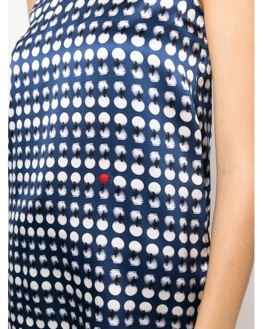 Kiton Blue Polka-Dot Silk Top