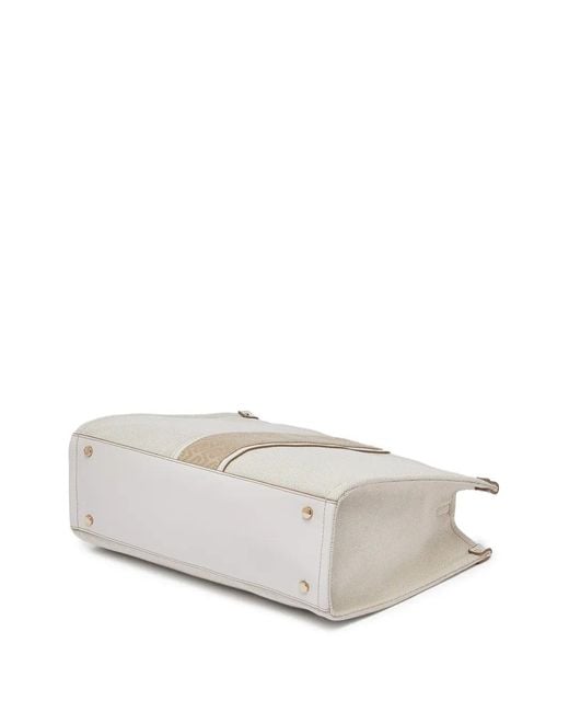 Liu Jo White Medium Jacquard Charm Tote Bag
