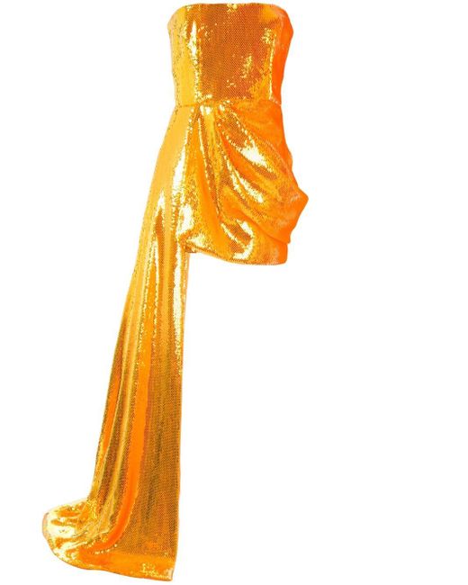 Alex Perry Orange Blaine Sequin-embellished Tail Dress