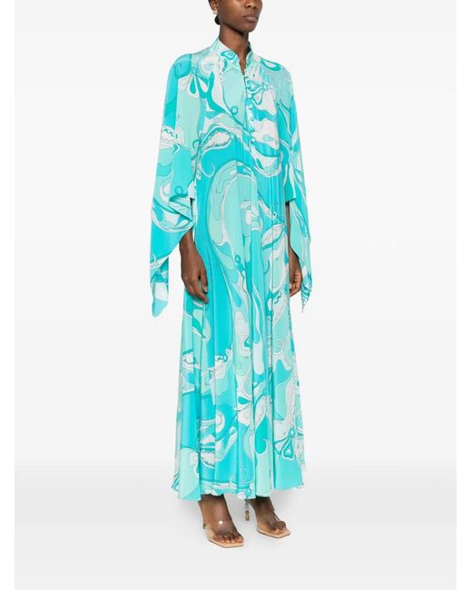 Emilio Pucci Blue Floral-Print Kaftan