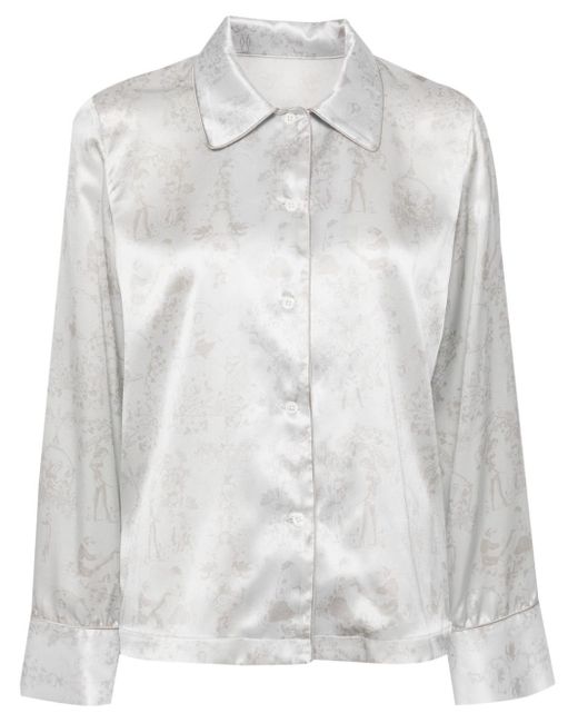 Kiki de Montparnasse Gray Floral-jacquard Silk Shirt