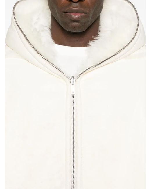 メンズ Rick Owens フーデッド ムートンジャケット White
