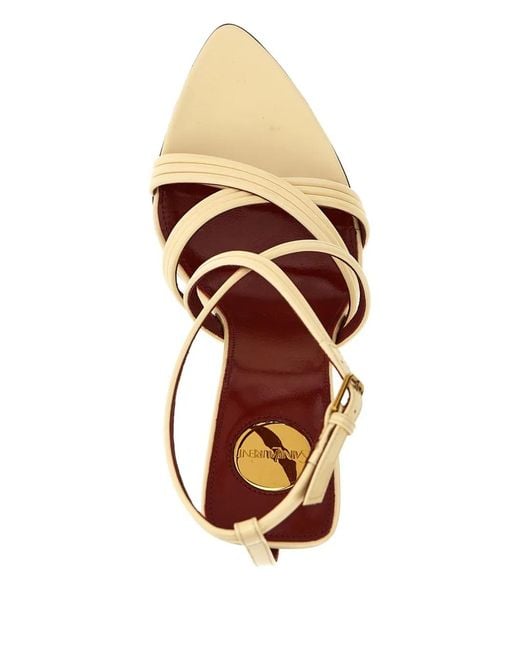 Saint Laurent Metallic 110Mm Leather Cross-Strap Wedge Sandals