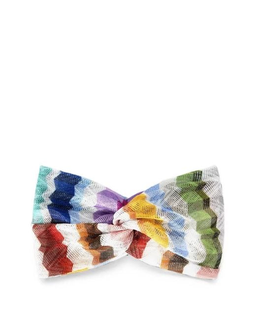 Missoni Blue Zigzag-Knit Twisted Headband