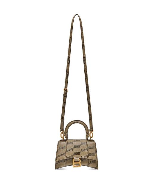 Balenciaga Metallic Xs Hourglass Monogram Top-handle Bag