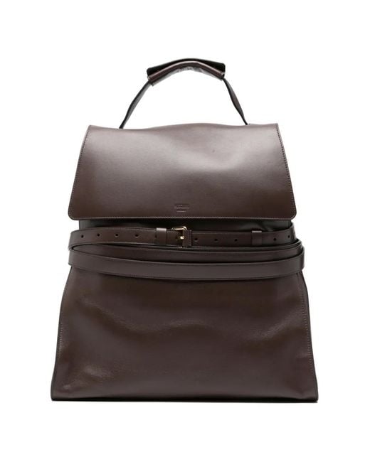 Moschino Brown Buckle Belt Backpack for men