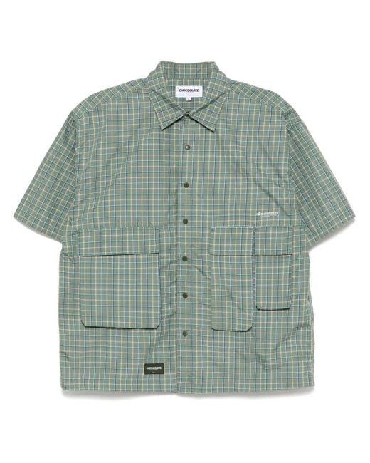 Chocoolate Green Checked Shirt for men