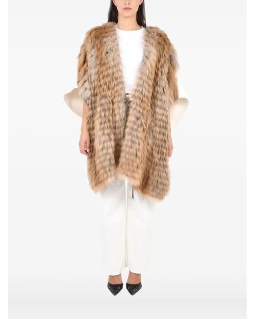 P.A.R.O.S.H. White Faux-Fur Poncho