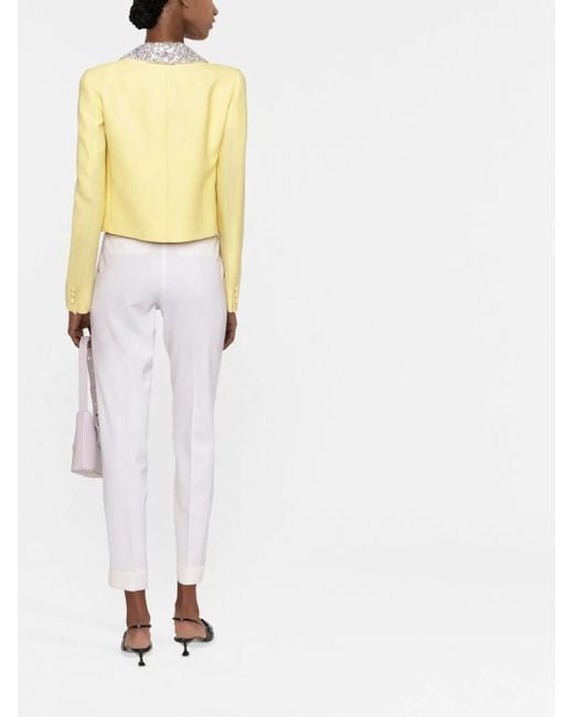 P.A.R.O.S.H. White Straight Leg Tailored Trousers