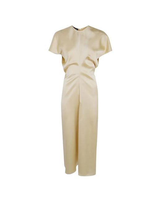 DR. HOPE White Satin-Finish Gathered-Waist Midi Dress