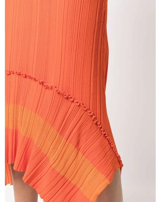Stella McCartney Orange Two-Tone Fine-Ribbed Skirt