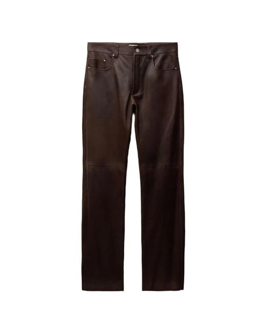 Versace Leren Broek in het Brown voor heren