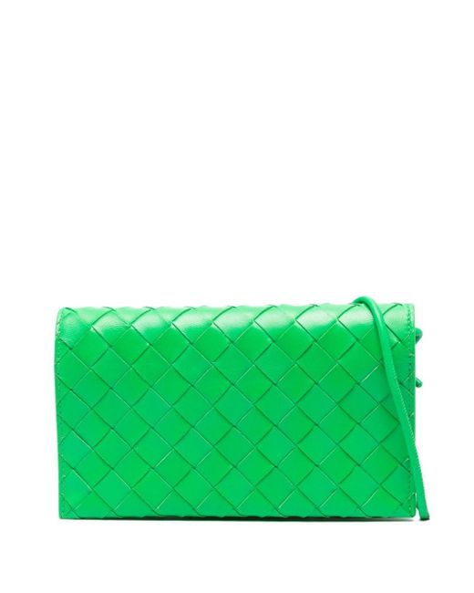 Bottega Veneta Green Intrecciato Leather Wallet