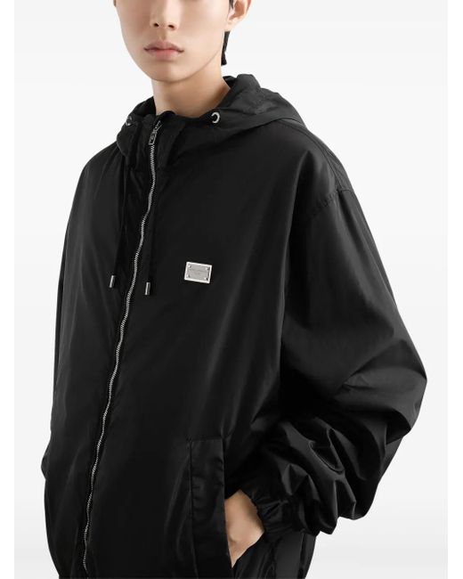 Dolce & Gabbana Black Logo-Plaque Bomber Jacket for men