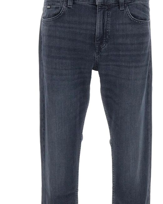 Jeans Cinque Tasche Con Applicazione Logo di Boss in Blue da Uomo