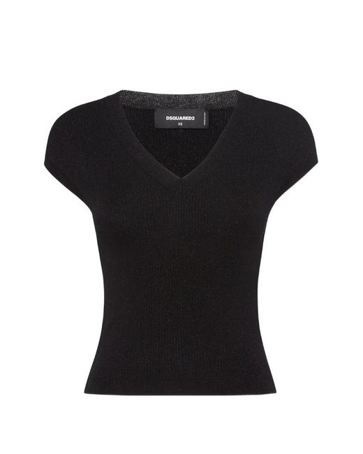 DSquared² Black V-Neck Short-Sleeves T-Shirt