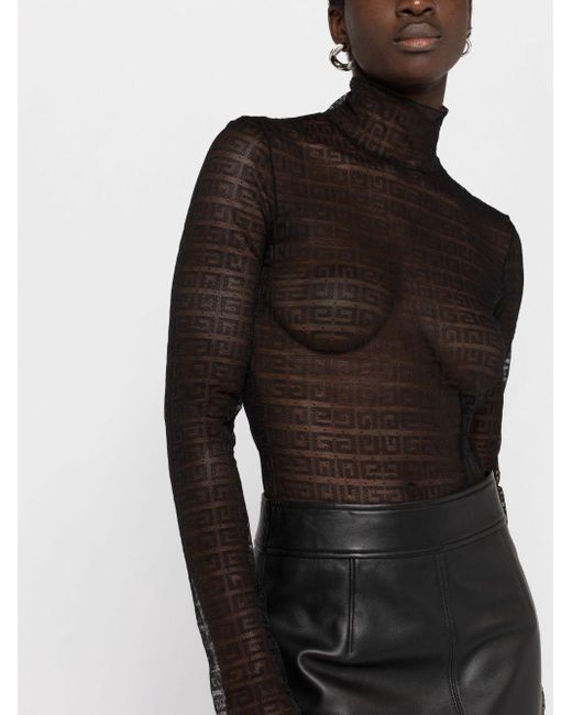 Givenchy Black 4g Sheer Bodysuit - Women's - Polyamide/elastane