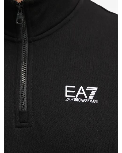EA7 Black Zip-Up Sweatshirt for men