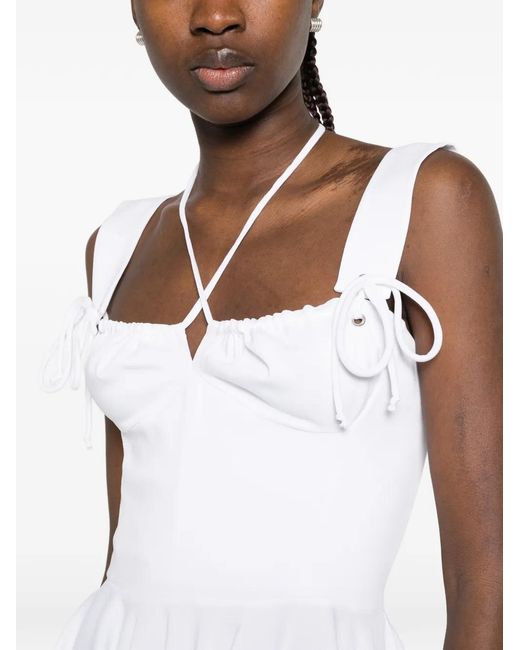 LES FILLES D'EVA White Sleveeless Tie-Strap Mini Dress