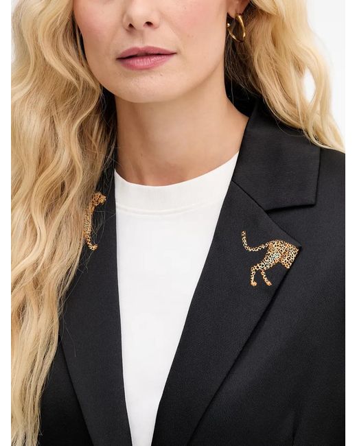 Lola Casademunt Black Leopard-Print Single-Breasted Blazer