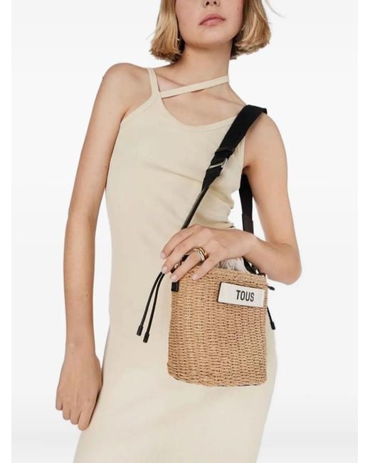 Tous Natural Drawstring Woven Bucket Bag