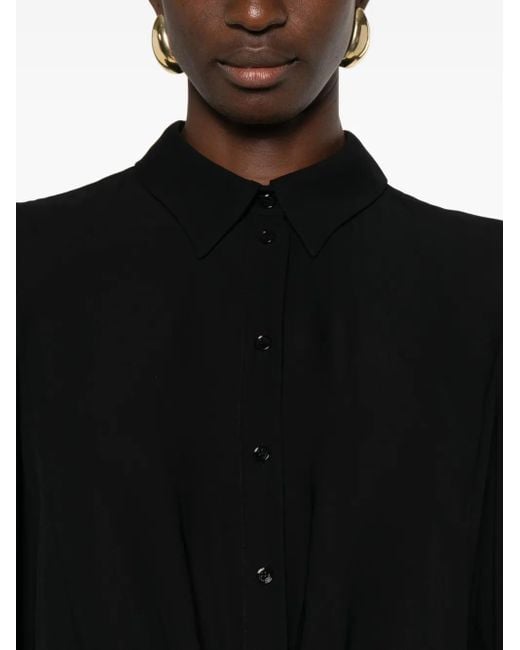 Elisabetta Franchi Black Twist-Front Button Bodysuit