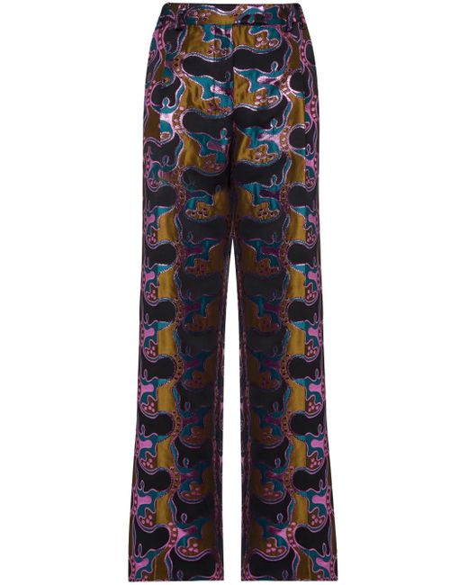 LaDoubleJ Blue La Comasca Patterned-Jacquard Trousers