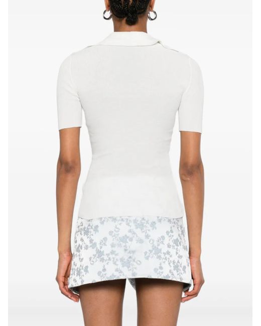 Vivienne Westwood White Orb-Embroidered Polo Top