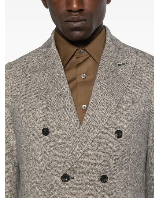 Circolo 1901 Gray Herringbone Double-Breasted Blazer for men